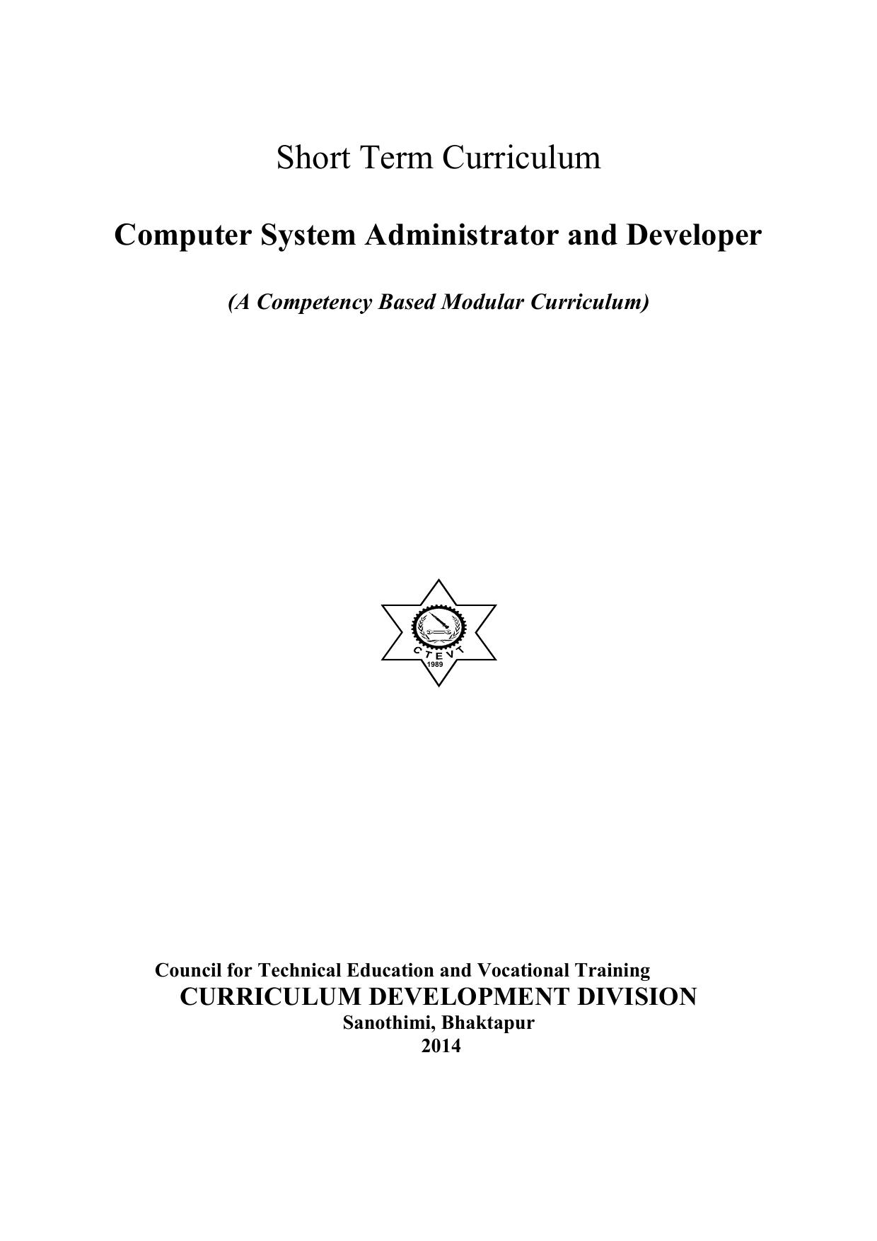 Computer System Administrator and Developer, 2014